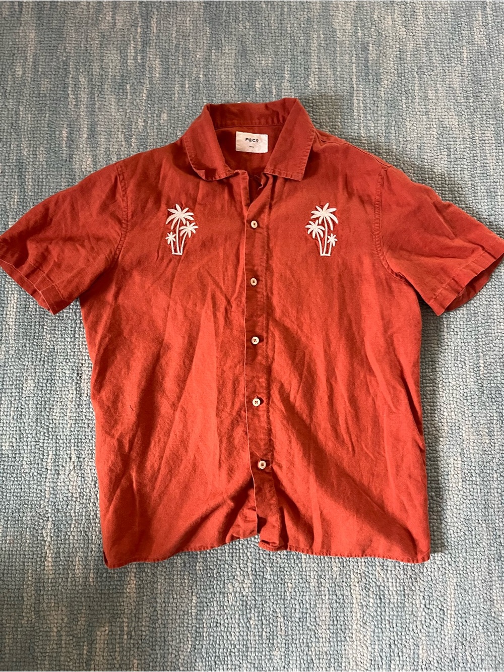 P&Co Palm Tree Men’s Small Linen Resort Shirt